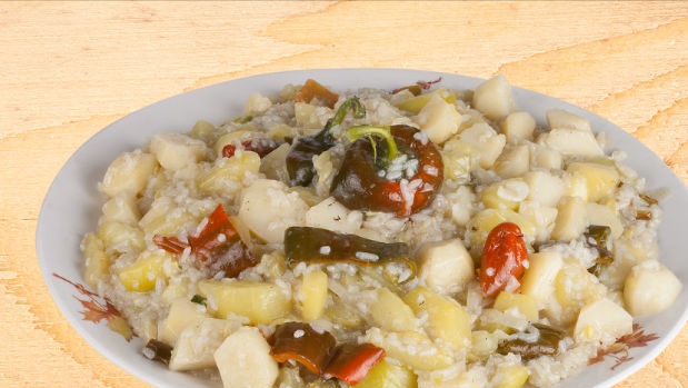 Stew with Potatoes and Rice (in a Cauldron)