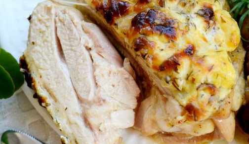 Chicken Thighs Baked with Cheese, Garlic Sauce