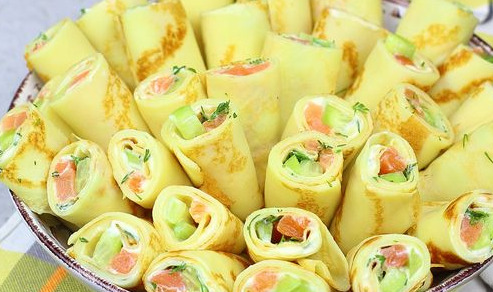 Pancakes with Salmon and Cucumber