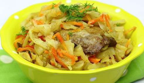 Stewed Cabbage with Chicken Liver, in the Sleeve