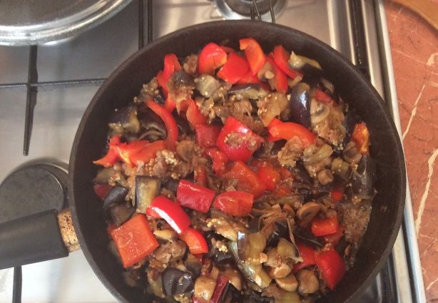 Eggplant with Mushrooms and Bell Peppers step 9