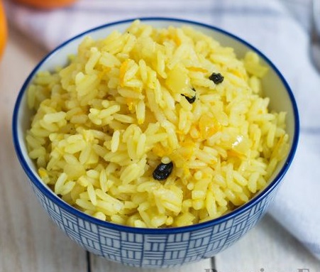 Rice with Ginger, Spices, Orange Juice and Zest