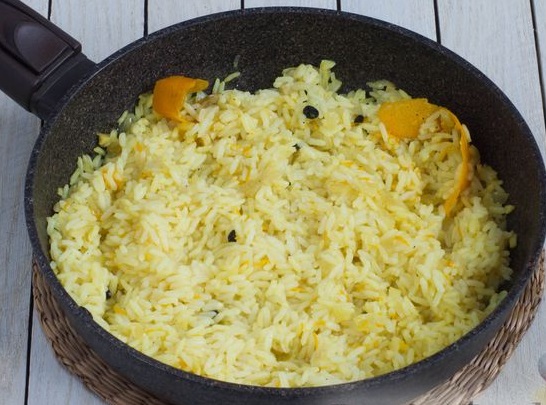 Rice with Ginger, Spices, Orange Juice and Zest step 8
