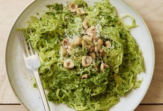 Yellow Squash with Kale Pesto