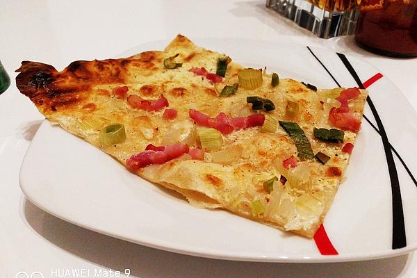 Alsatian Tarte Flambée with Onions, Leek and Bacon