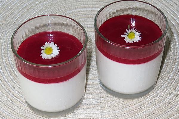 Apple Cream with Raspberry Sauce
