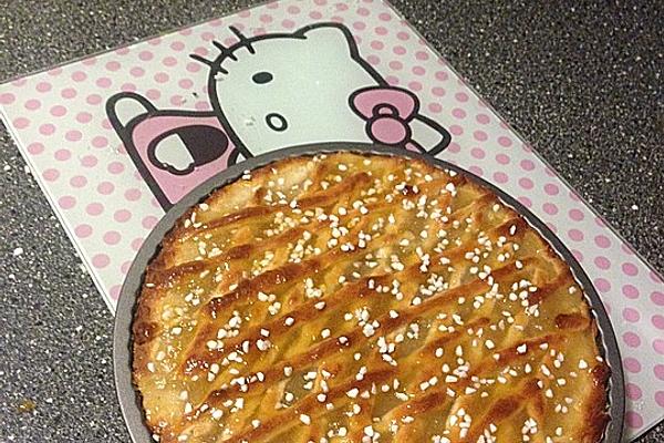 Apple Pie Made from Yeast Dough with Grids