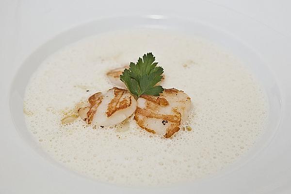 Asparagus Soup with Grilled Scallops