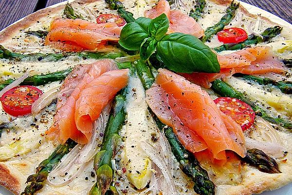 Asparagus Tarte Flambée with Smoked Salmon