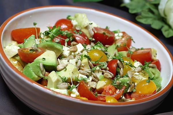 Avocado and Tomato Salad with Feta and Mustard Vinaigrette