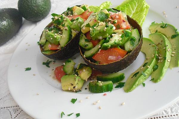 Avocado, Cucumber and Tomato Salad