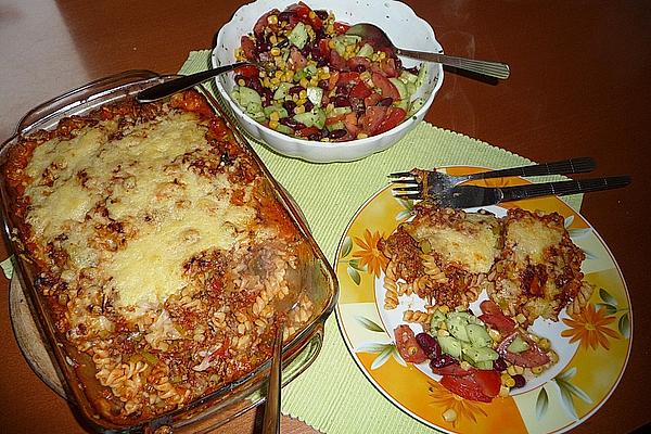 Baked Noodles and Quick Salad
