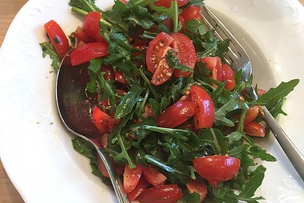 Baked Tomatoes on Arugula