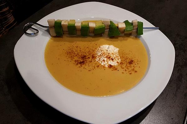 Banana Coconut Soup with Avocado Skewer