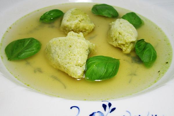 Basil Broth with Pistachio Dumplings