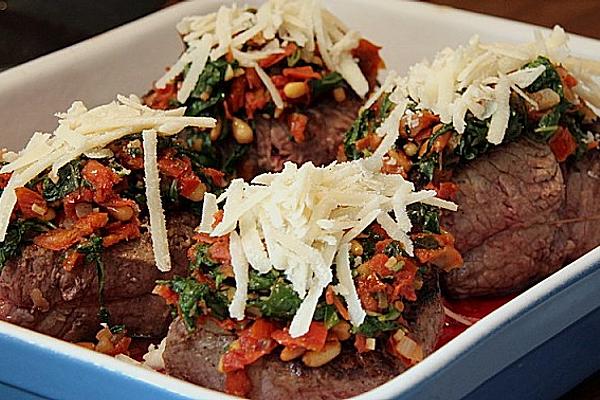 Beef Medallions with Tomatoes, Basil and Parmesan