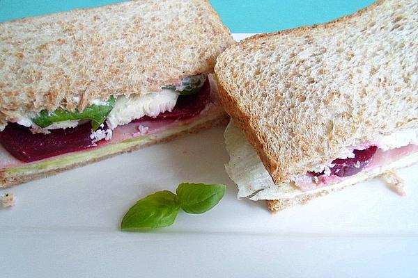 Beetroot and Mozzarella Sandwich