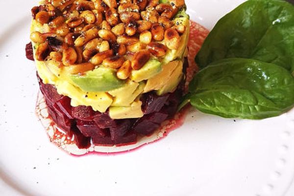 Beetroot Avocado Tartare with Nut Vinaigrette