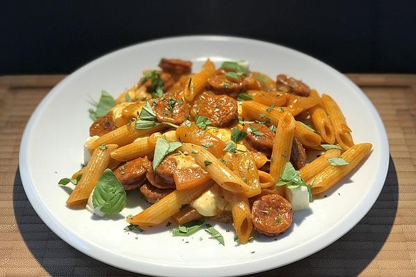 Bell Pepper Pasta with Chorizo ​​and Mozzarella
