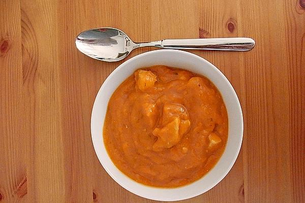 Bell Pepper Soup with Curry Chicken Breast