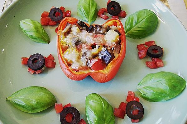 Bell Peppers Stuffed and Gratinated with Ratatouille
