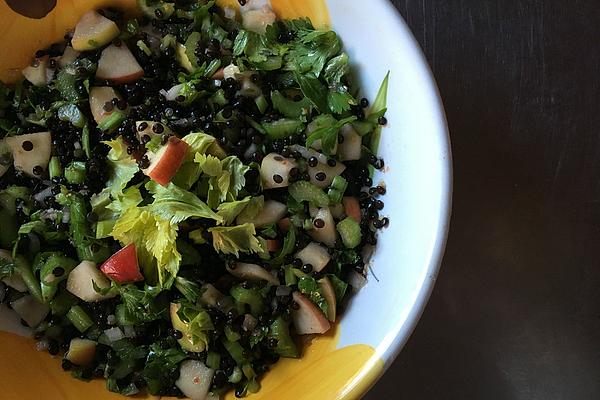 Beluga Lentil Salad with Celery, Apple and Ginger