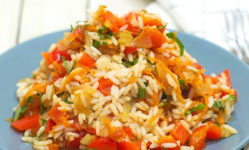 Rice with Vegetables, in a Frying Pan