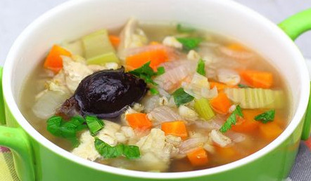 Chicken Soup with Pearl Barley and Prunes