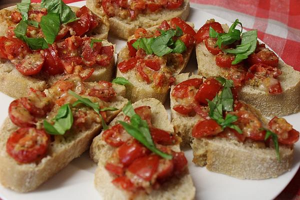 Bruschetta with Tomatoes and Pecorino Cheese