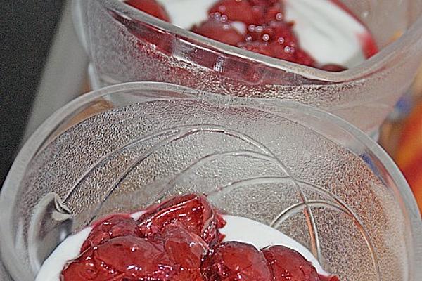 Candied Cherries on Vanilla Cream