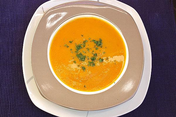 Carrot Soup with Sweet Potatoes and Spring Onions