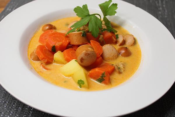 Carrot Soup with Wiener Sausages
