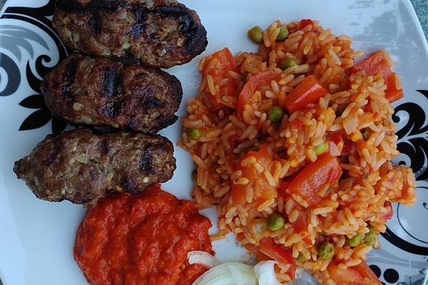 Cevapcici with Djuvecreis and Tzatziki