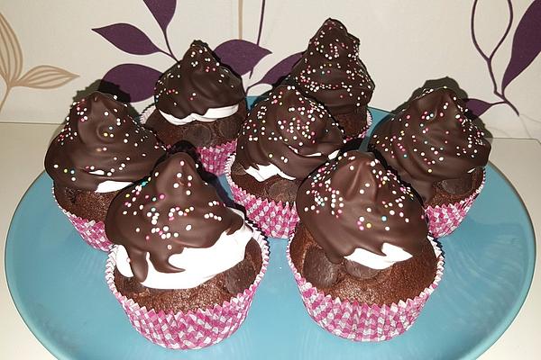 Chocolate Muffins with Marshmallow Hat
