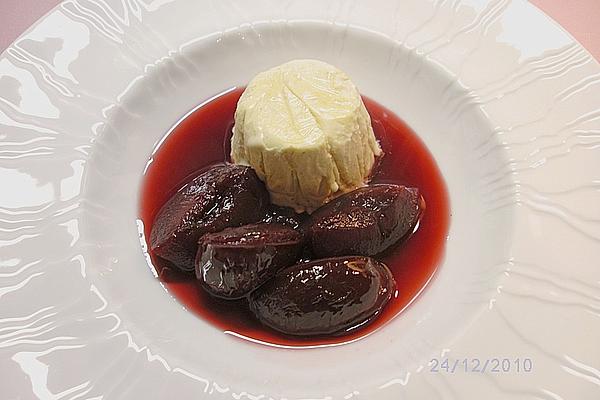 Cinnamon Parfait with Hot Plum Sauce