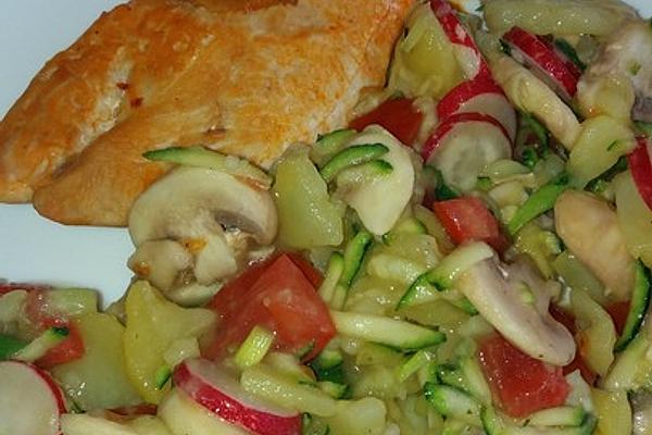 Colorful Potato Salad with Vegetables