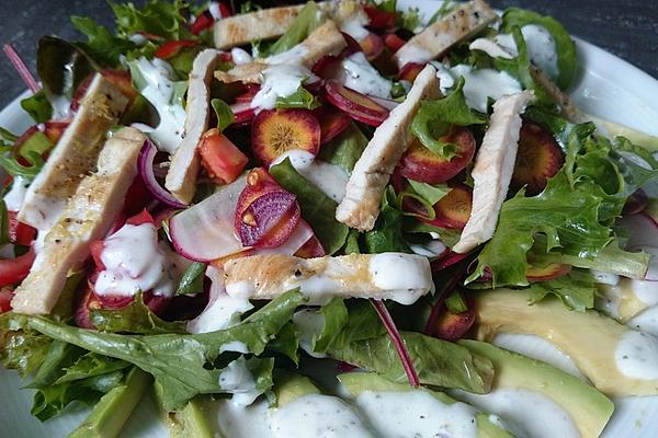 Colorful Salad Plate with Turkey Fillet
