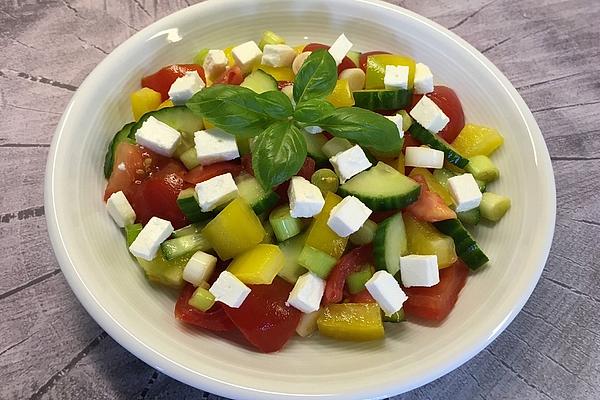 Colorful Salad with Sheep Cheese