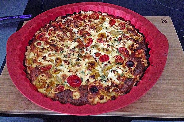 Colorful Tomato Quiche with Sheep Cheese