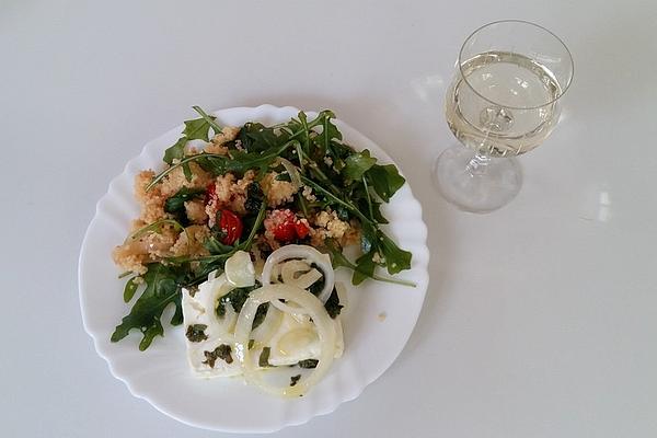 Couscous and Rocket Salad with Oven Feta