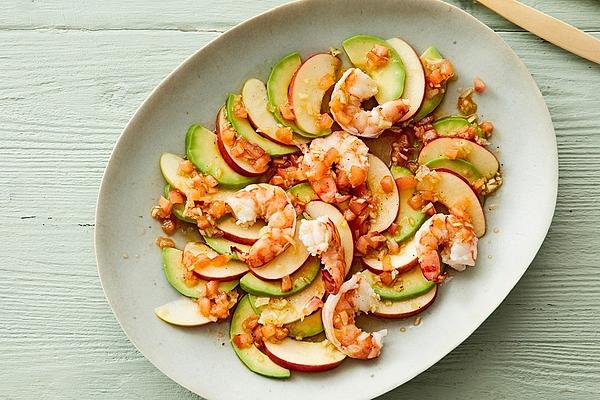 Crayfish on Apple and Avocado Carpaccio