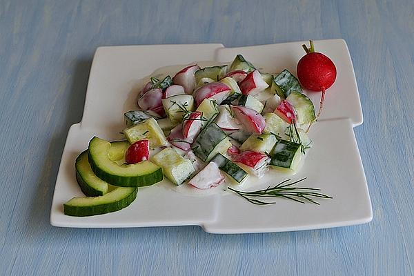 Cucumber and Radish Salad with Refreshing Yogurt Dressing