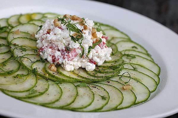 Cucumber Carpaccio with Grainy Cream Cheese