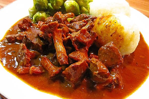 Delicious Game Goulash with Spaetzle