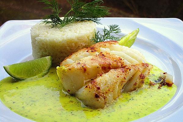 Dill Curry Honey Sauce with Fish and Rice