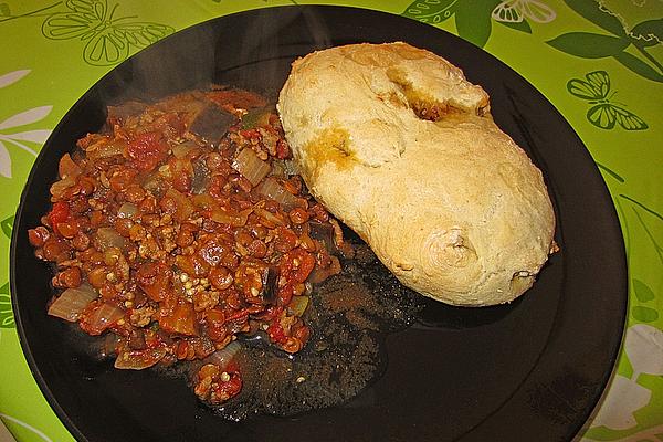Eggplant Salad with Red Lentils