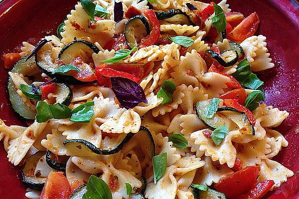 Farfall Salad with Tomato Pesto and Grilled Zucchini