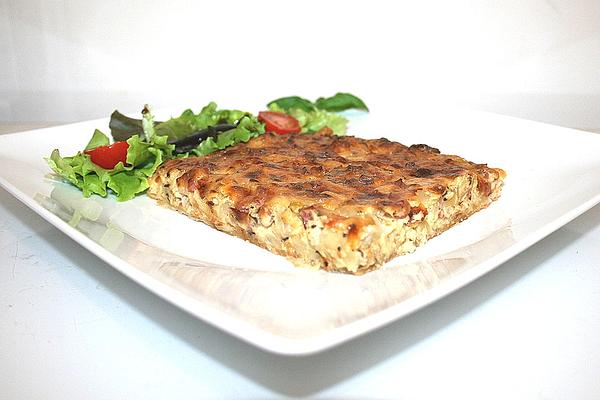 Franconian Onion Cake Made from Puff Pastry with Diced Ham