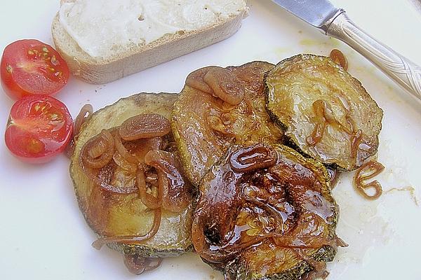 Fried Zucchini with Caramelized Onions