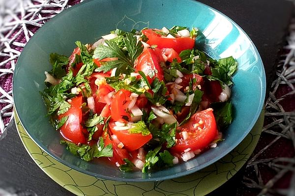 Fruity Tomato Salad with Ginger, Parsley, Onion and Apple Cider Vinegar